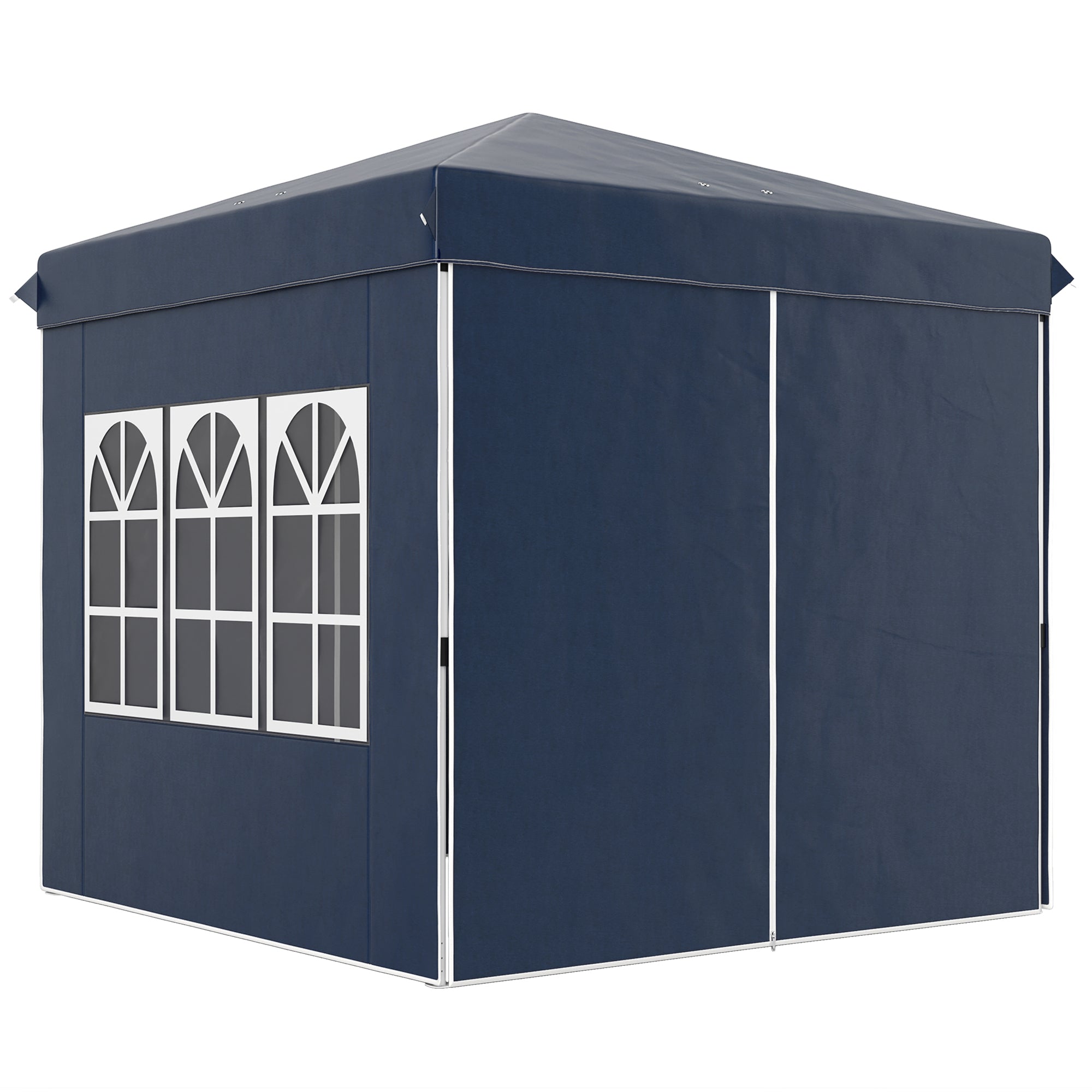 Outsunny 2,5 x 2,5 m Pop-up Paviljoen met Zijwanden en Draagtas, UPF50+ Hoogteverstelbaar Tuinpaviljoen, Donkerblauw