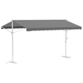 Outsunny Staande luifel met knikarm tuinluifel luifel zwengel grijs 4,5 x 3,42 m