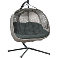 Outsunny hangstoel voor twee personen kleur zwart+zand 132L x 126W x 172H cm