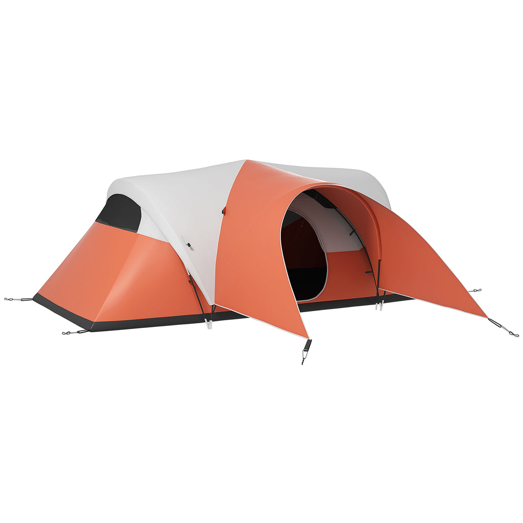 Outsunny Kampeertent voor 5-6 Pers., Familietent, waterdicht, met Voortent, 550L x 300B x 198Hcm, Oranje