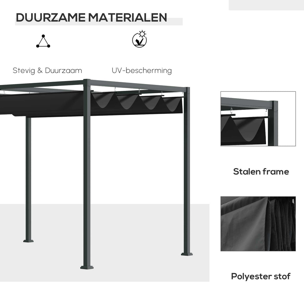 Outsunny Pergola Tuin 298x213x222 cm Polyester Zonnendak voor Tuin