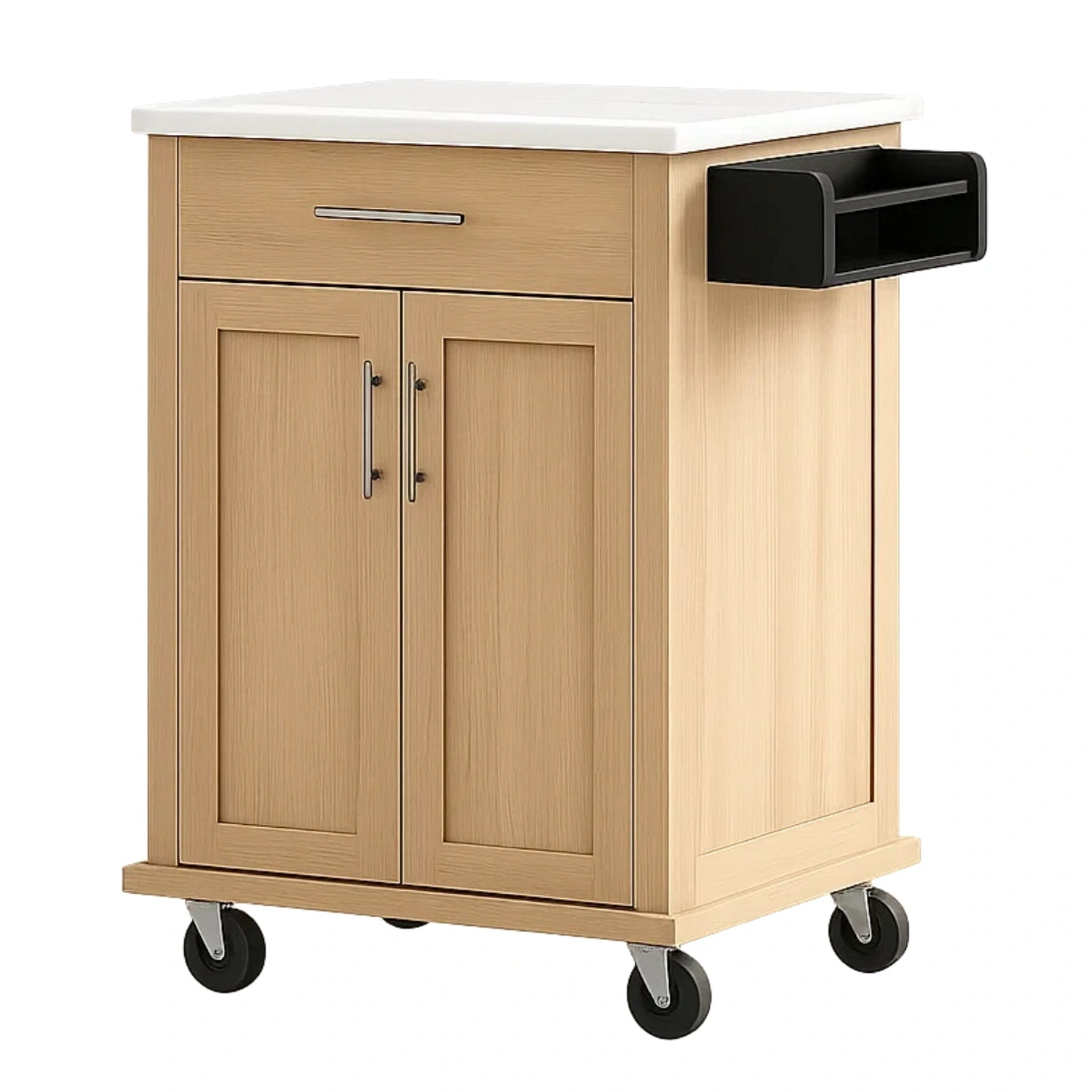 Kkken, design med hjul, lavet af tr og MDF, beige farve, med 1 skuffe og 2 dre, strrelse 80x40x85 cm, med ekstra hylde, til brug i kkkenopbevaring - uPkTCt1Ta8Yt