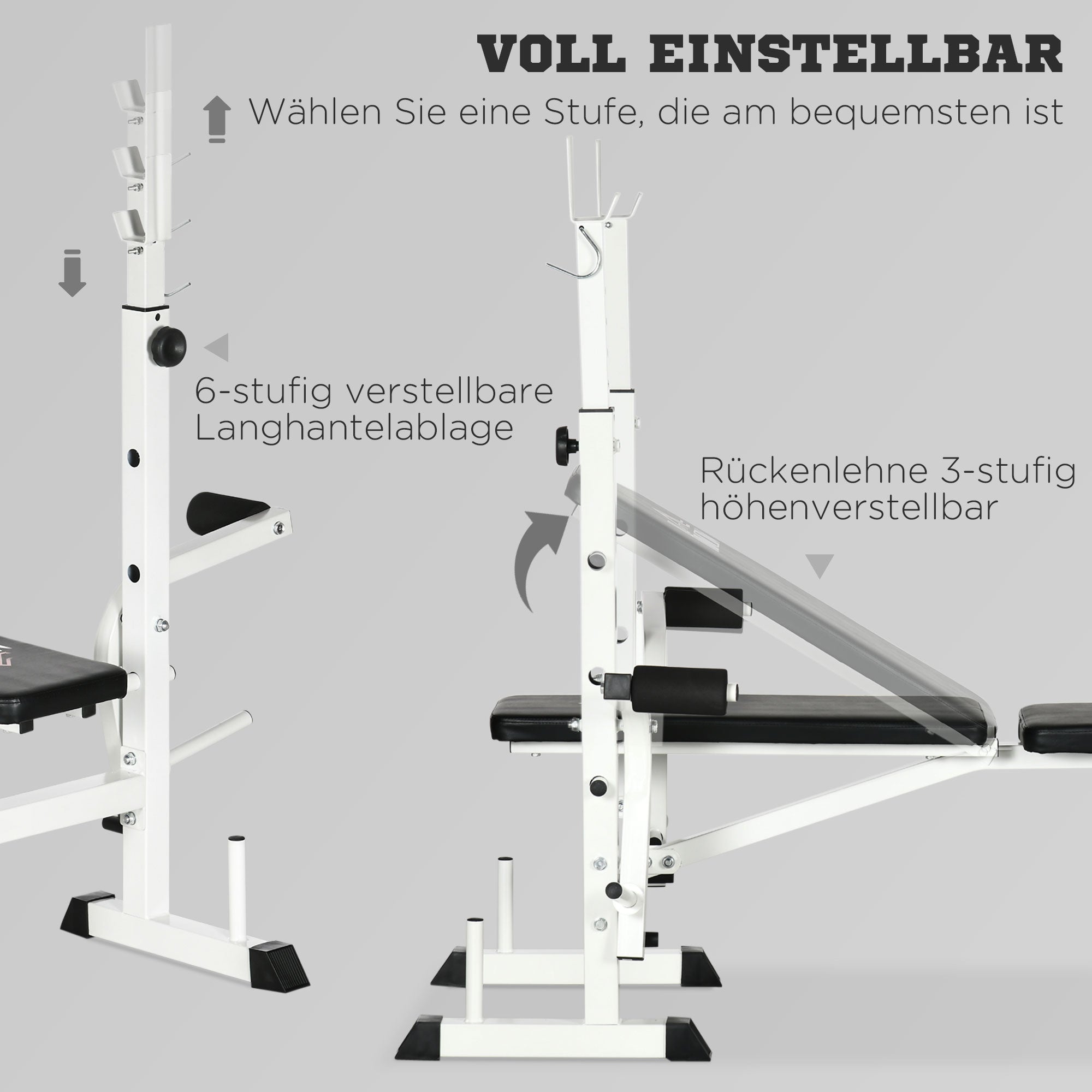 HOMCOM multifunctionele trainingsbank, verstelbare halterbank voor krachttraining