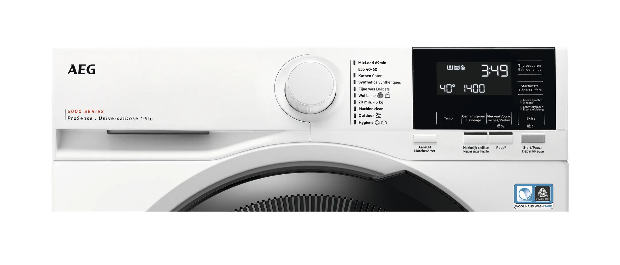 AEG Bundel - Wasmachine LR63U944 PROSENSE® UNIVERSALDOSE + Droogkast TR79G34B SensiDry