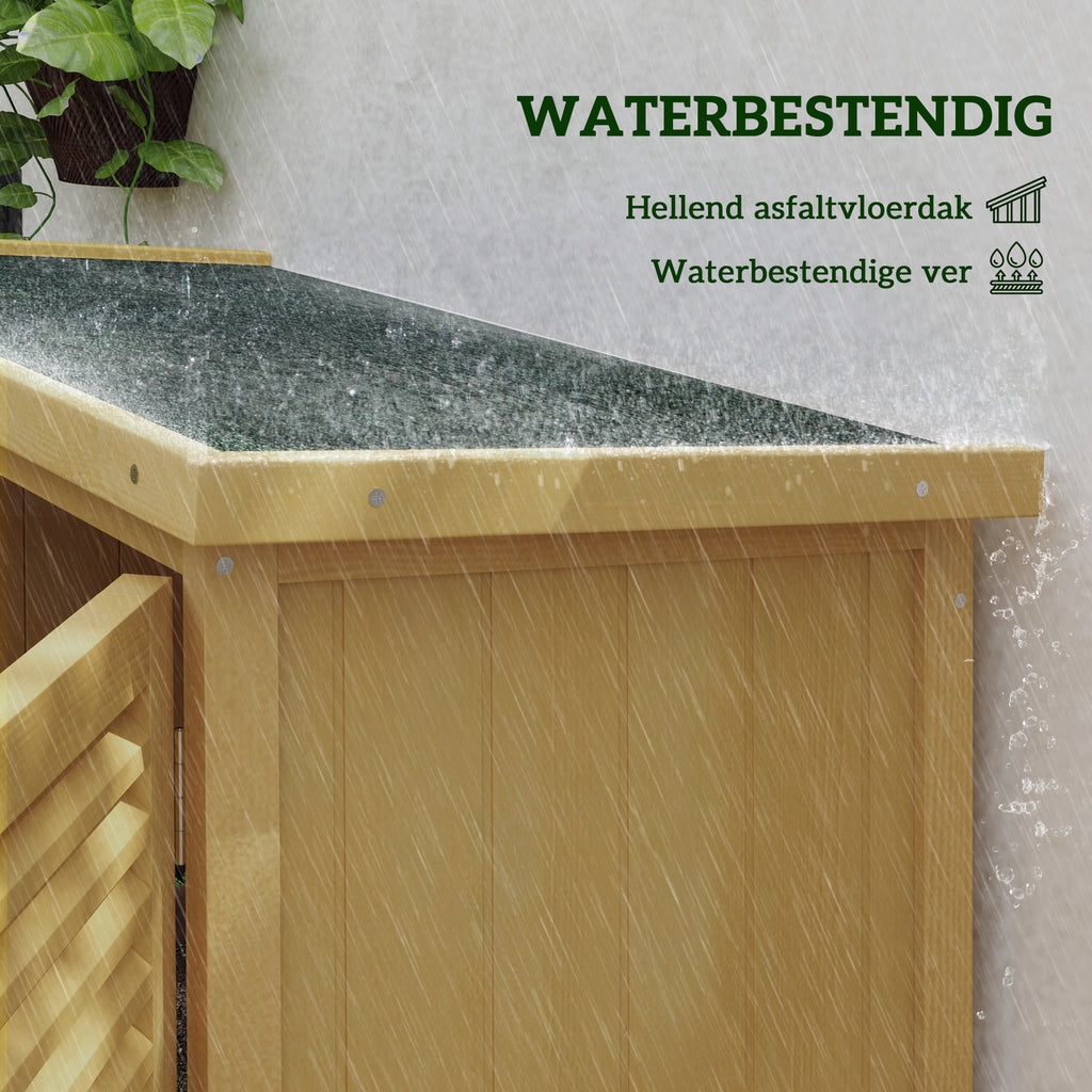 Outsunny Weerbestendige Tuinkast, 2 Deuren met Slot, Grenenhout, 87L x 46,5B x 160H cm, Lichtgeel