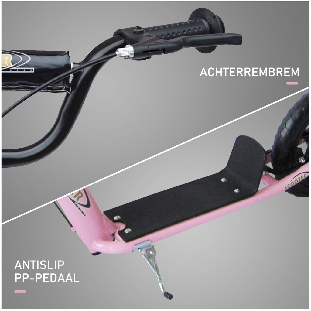 HOMCOM Step, Scooter voor Kinderen, met Handrem, Standaard, 12 Inch Wielen, vanaf 5 Jaar, Staal, Roze 120 x 52 x 88 cm