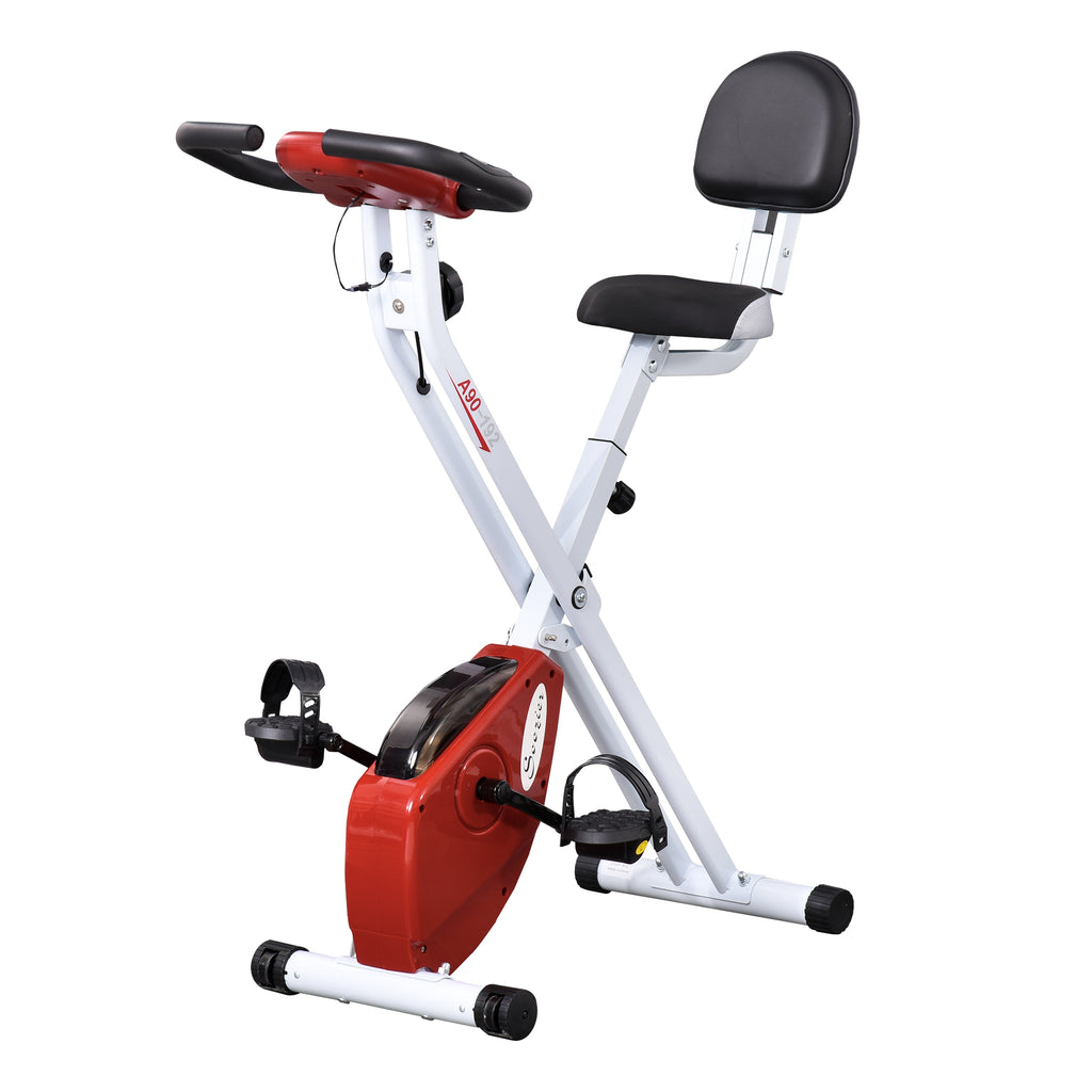 HOMCOM Hometrainer, fietstrainer, trainingsfiets met in 8 niveaus instelbare magnetische weerstand, staal, wit, 43 x 97 x 109 cm