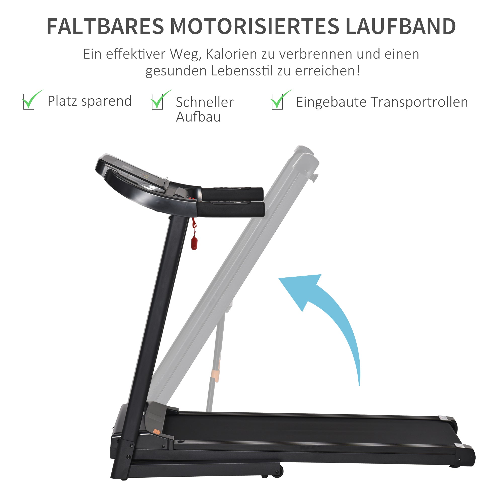 HOMCOM elektrische loopband opvouwbaar met 12 vooraf ingestelde programma's met LED-display bekerhouder en gsm-houder zeer geschikt voor home gym indoor fitness zwart 134 x 60 x 118 cm