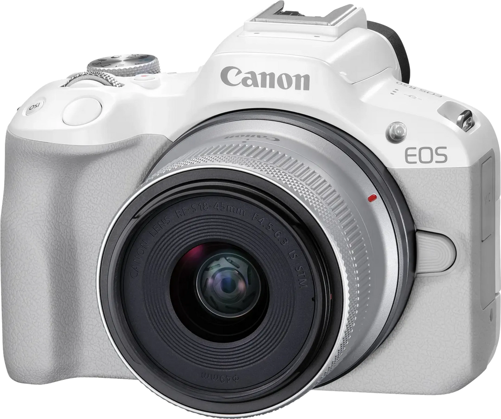 Canon EOS R50-systeemcamera - Wit + RF-S 18-45 mm f/4.5-6.3 IS STM-lens