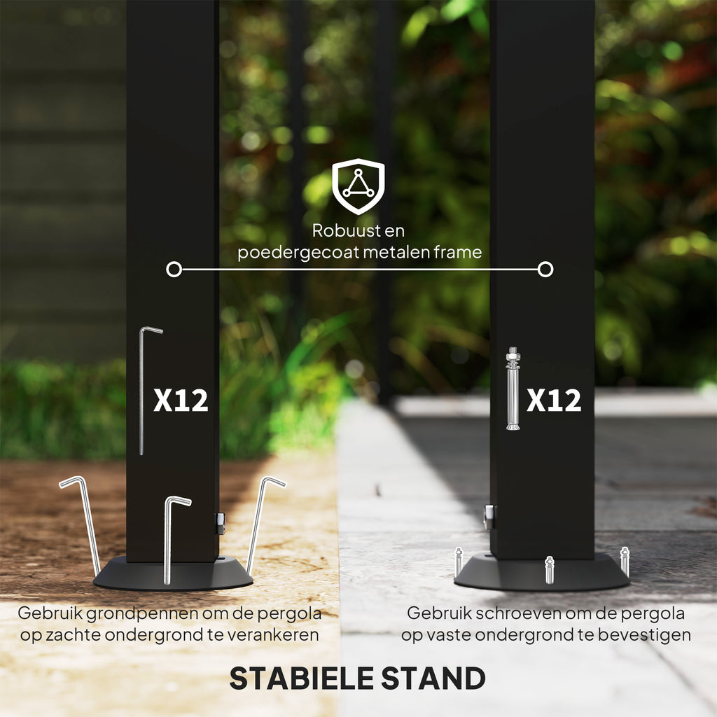 Outsunny 3 x 5 m Pergola, Flexibel Tuindak met Waterdichte Zeil en Metalen Frame, Schaduwplek, Crèmewit