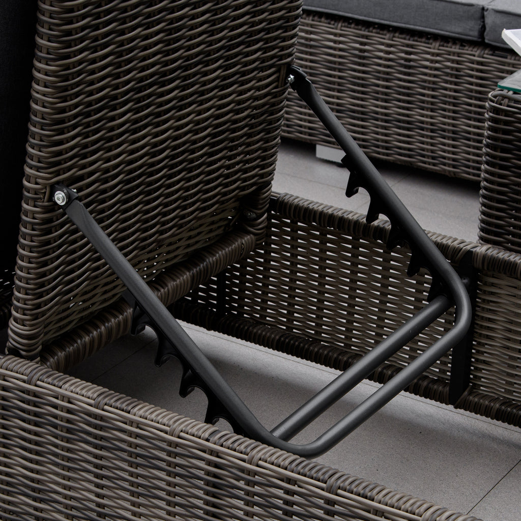 Outsunny poly rotan ligstoel met bijzettafel verstelbaar 60 x 195 x 86 cm