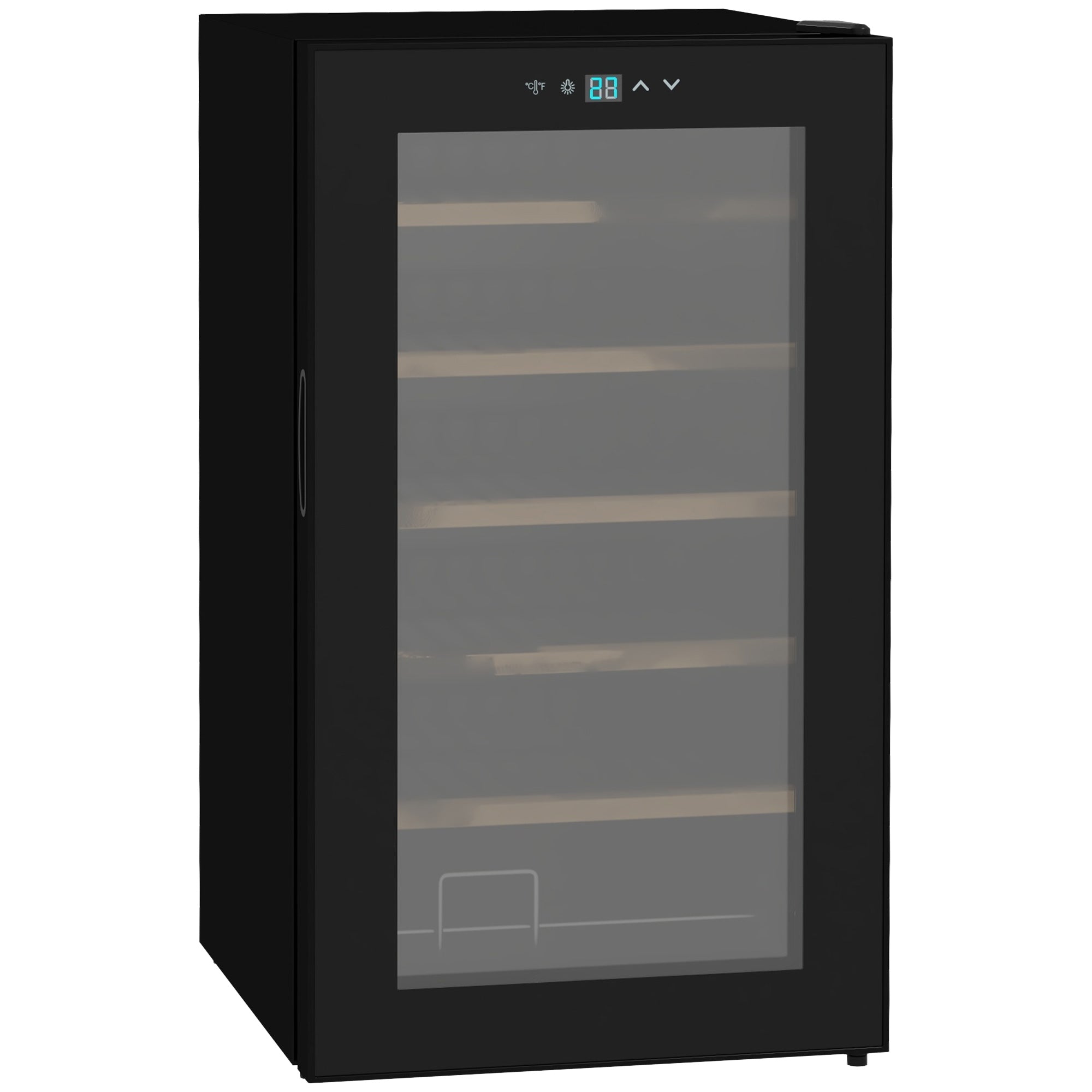HOMCOM Wijnkoelkast voor 24 flessen, instelbare temperatuur van 5 tot 20° C, LED-verlichting, zwart, 43 x 45 x 75 cm