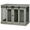 PawHut Hondenkooi met 2 Deuren, Hondenbox, Transportbox voor Honden, Landelijk Design, Vergrendelbaar, Grijs
