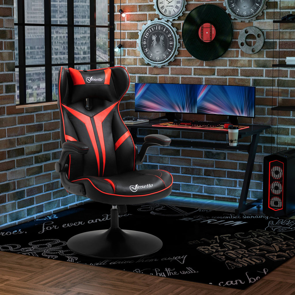 Vinsetto gamestoel ergonomische computerstoel met kantelfunctie draaistoel in hoogte verstelbaar staal zwart + rood 67 x 75 x 106-112 cm