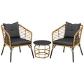 Outsunny rotan tuinmeubelset 3-delig. Zitgroep met kussens voor terras balkon