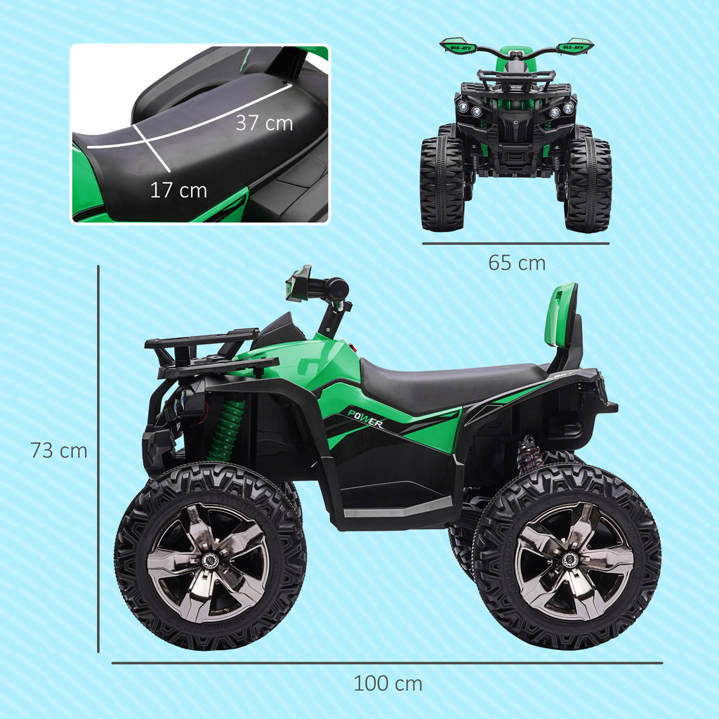 HOMCOM Elektrisch Kinderquad met Licht & Muziekaansluiting, 3-8 km/u, Voor 3-5 Jaar, Groen