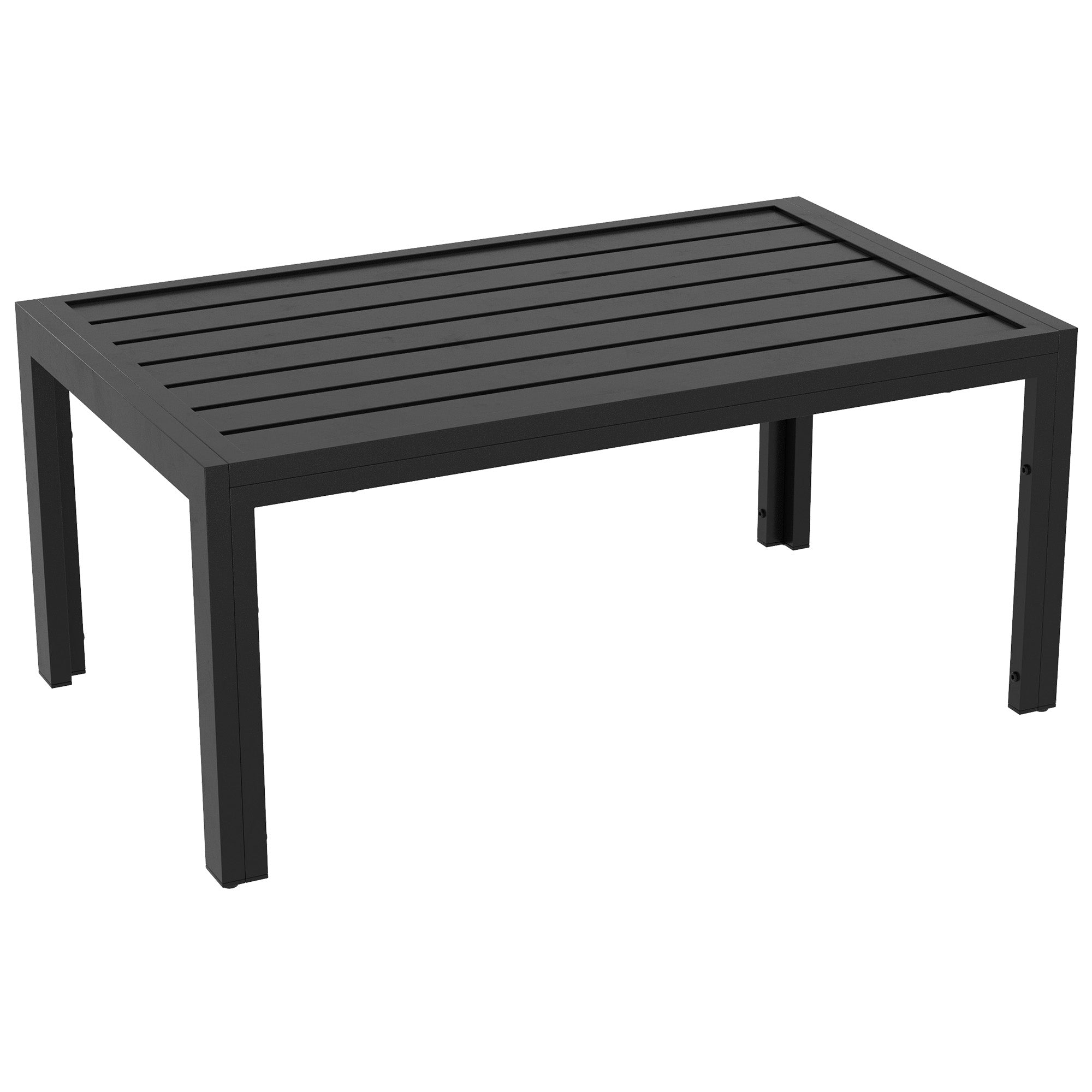 Outsunny Bijzettafel Balkontafel van Staal Rechthoekig Koffietafel Weerbestendig Tuin 101,5x61x46 cm Zwart