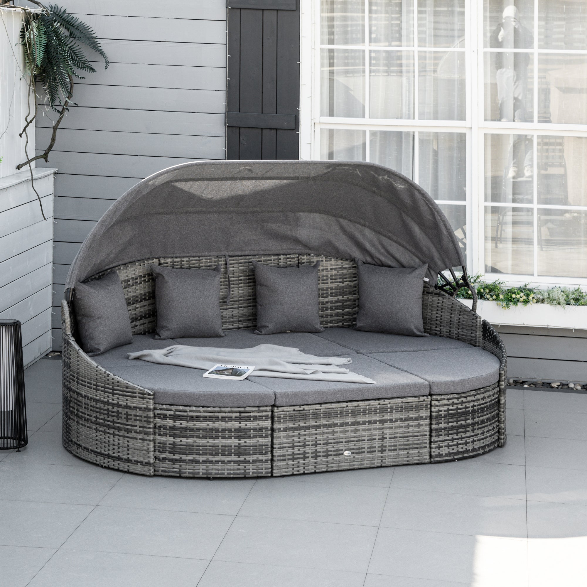 Outsunny rotan zonne-eiland 4-delig 230 cm x 145 cm x 80 cm