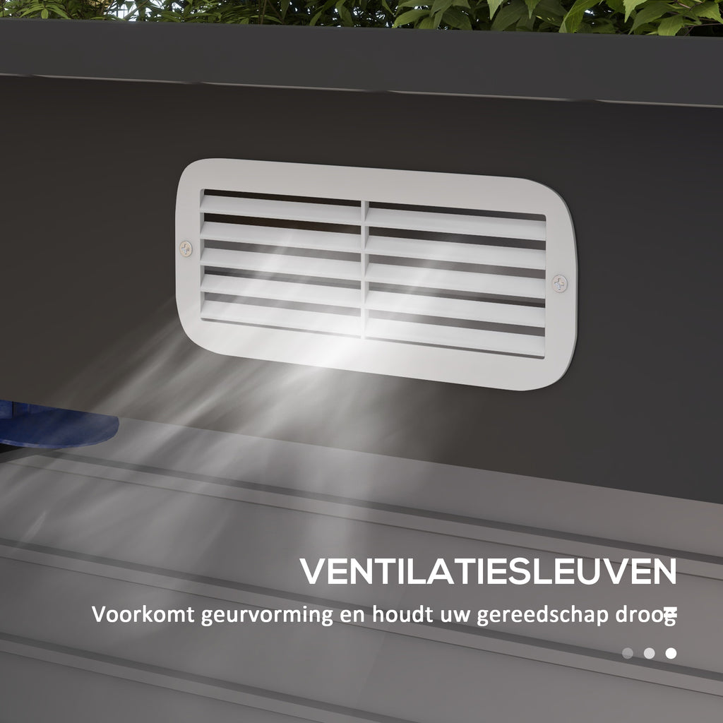 Outsunny Stalen tuinschuurtje, Geräteschuppen, Dubbele Deuren, 249B x 121D x 166/183H cm, Grijs