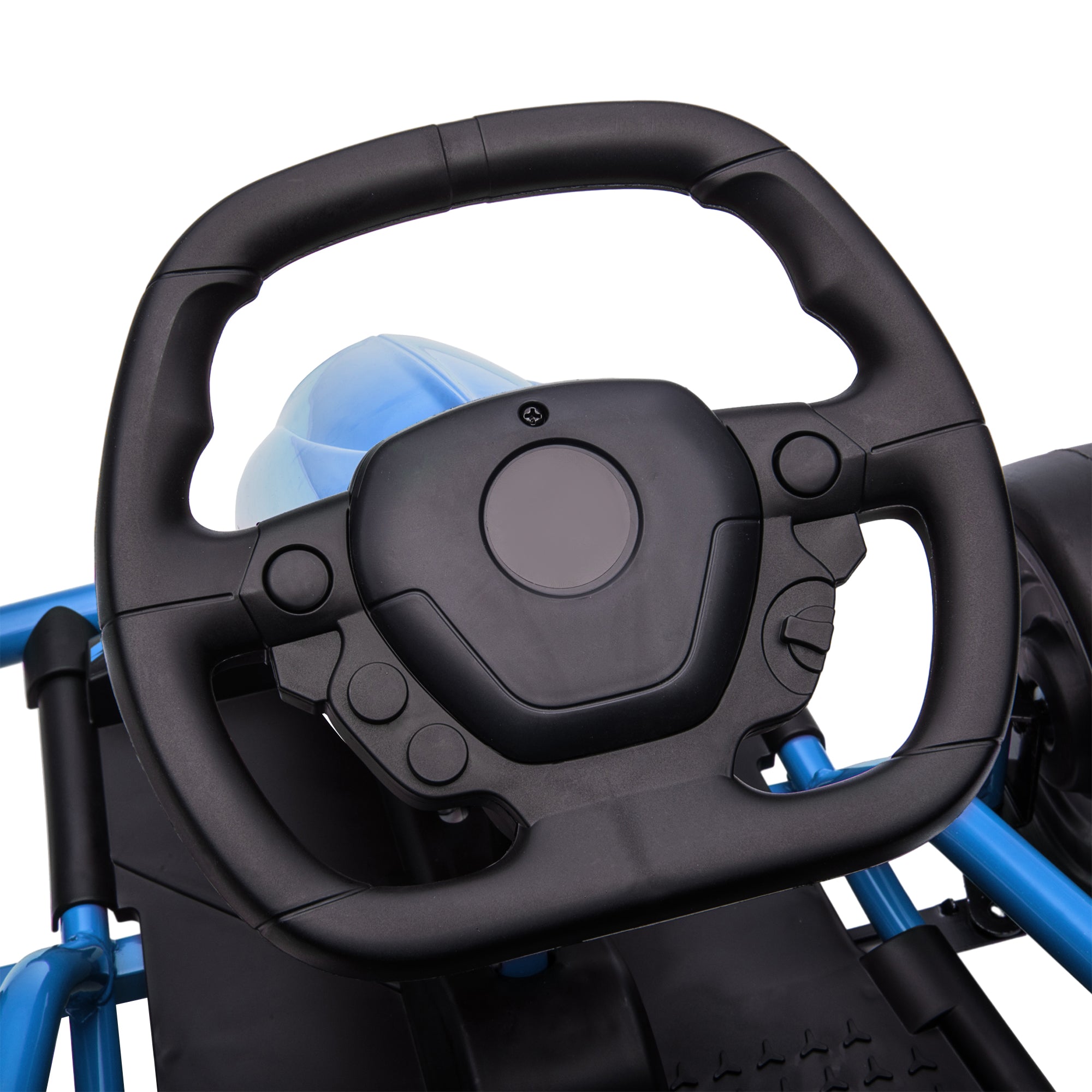 HOMCOM Elektrische Go-kart voor Kinderen, Driftfunctie, Claxon, Muziek, Veiligheidsgordel, Soft-Start, Blauw/Zwart