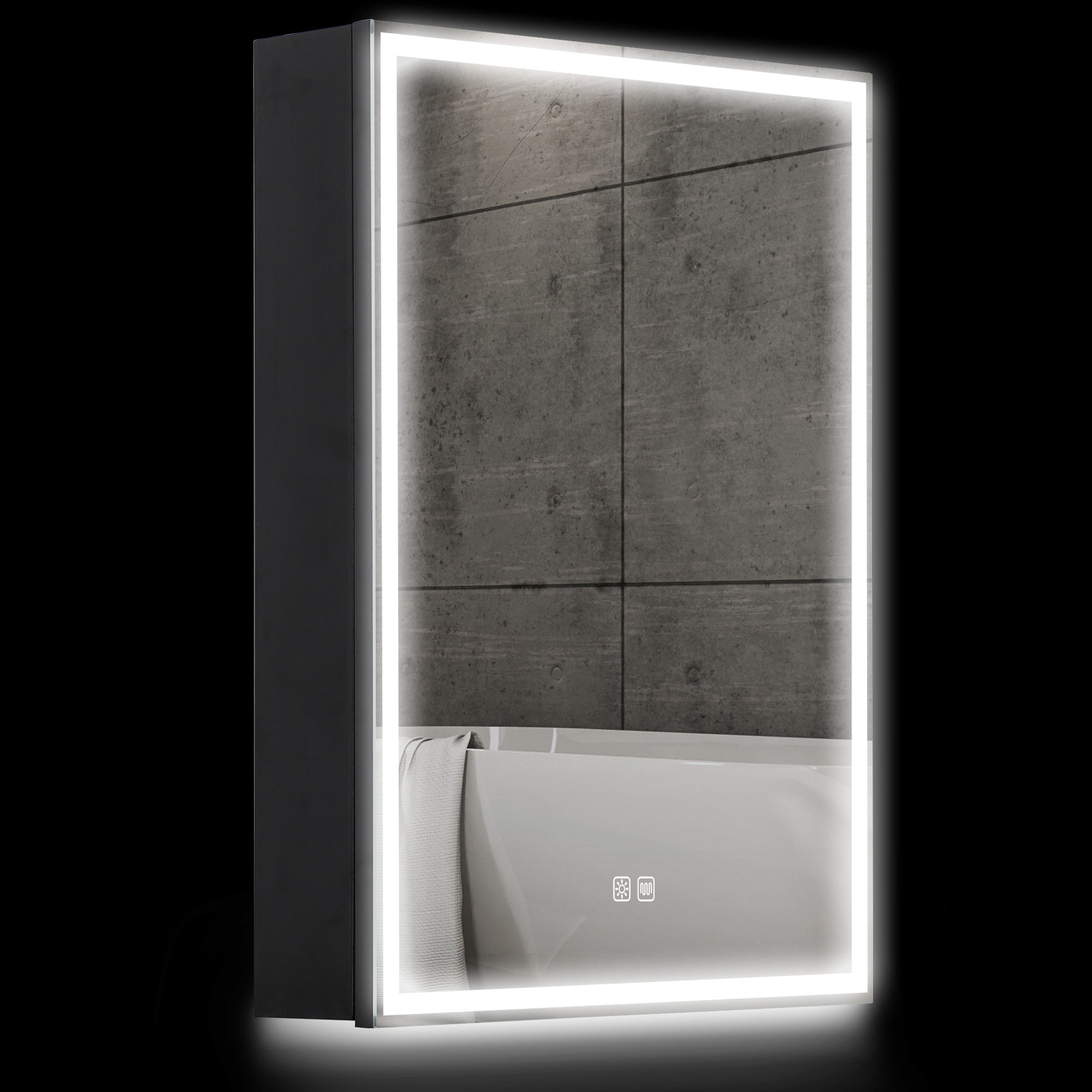 HOMCOM LED Spiegelkast voor Badkamer, 50 x 70 cm, Dimbaar, Anti-Beslag, Zwart