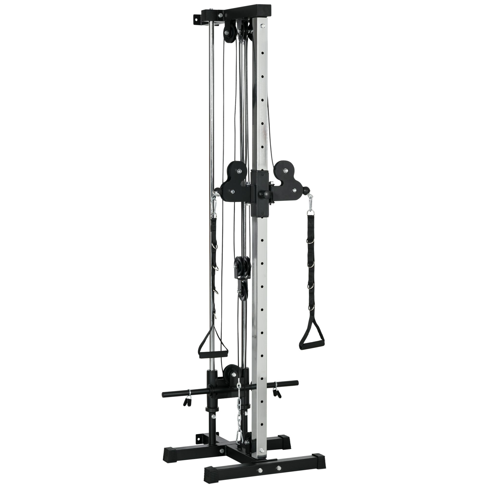 SPORTNOW Verstelbare Krachtstation 25-165 cm met Dual-Pulley-Systemen en Adapters 62 x 60 x 200 cm Zwart