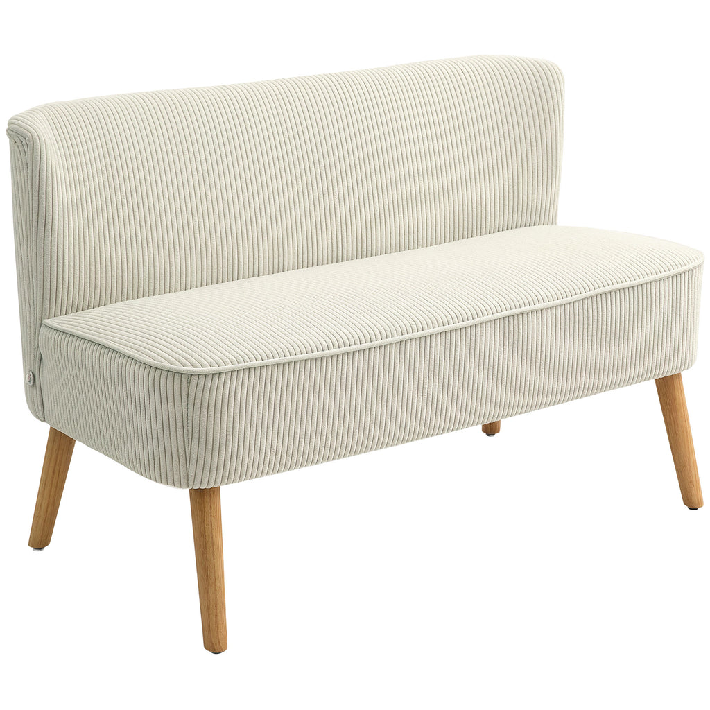 HOMCOM Tweezitsbank, Zachte Bekleding, Onderhoudsvriendelijk, Tot 150 kg Belastbaar, 117 x 56,5 x 77 cm, Crème Wit
