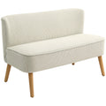 HOMCOM Tweezitsbank, Zachte Bekleding, Onderhoudsvriendelijk, Tot 150 kg Belastbaar, 117 x 56,5 x 77 cm, Crème Wit