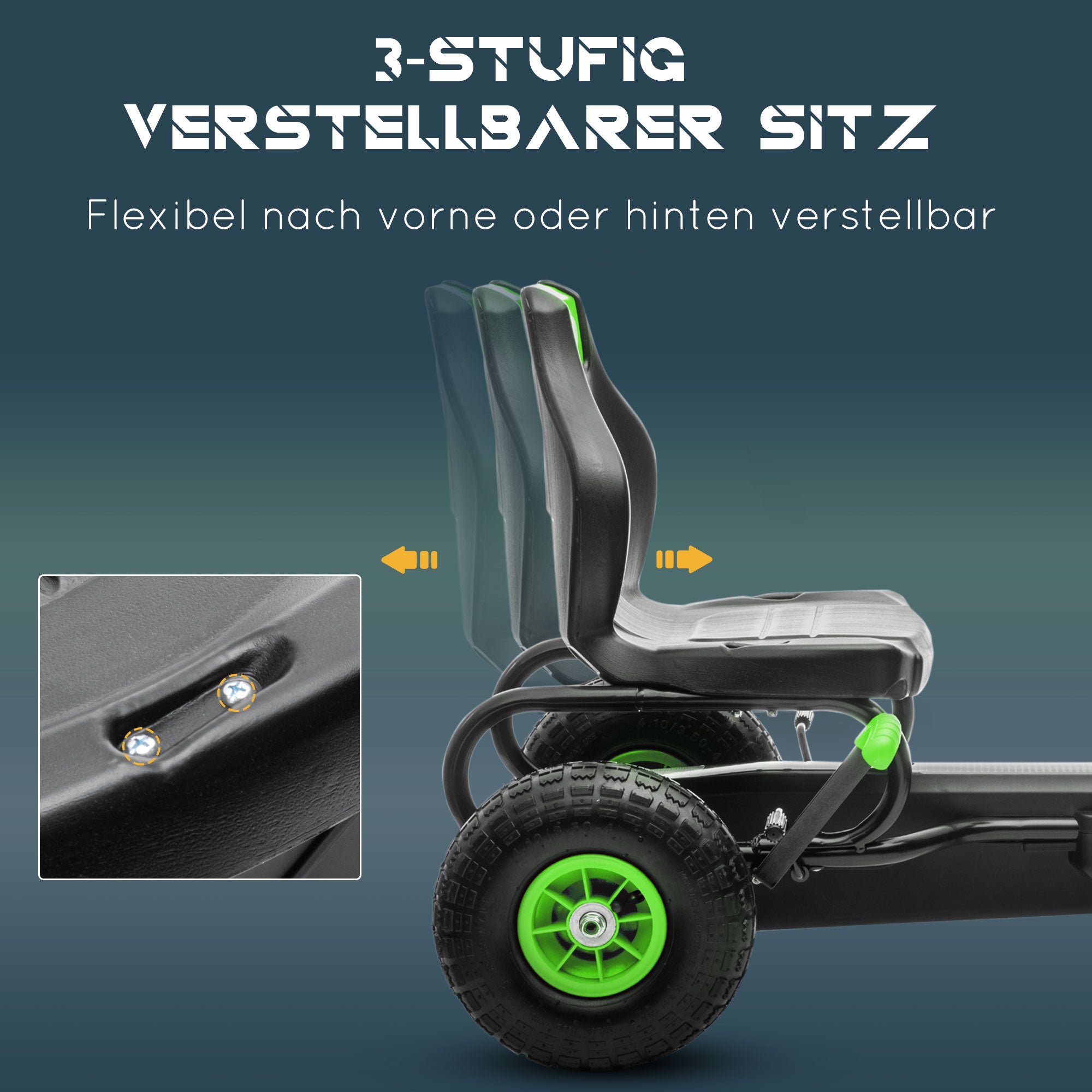 HOMCOM skelter, kindervoertuig met pedaal, pedaalauto, outdoor, groen+zwart