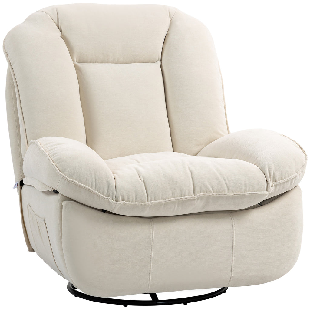 HOMCOM Relaxfauteuil, verstelbaar, 104x100x102cm/164x76cm, Crème Wit