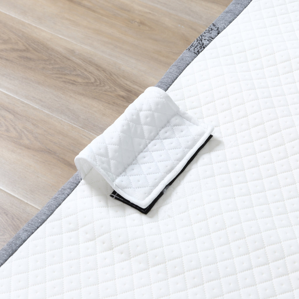 HOMCOM Opklapbaar bed 1 persoons met wielen verstelbaar, tot 150 kg, wit + zwart, 200 x 75 x 42,5 cm | Aosom.nl