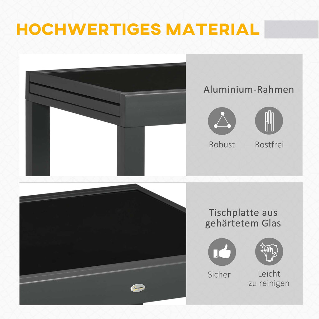 Outsunny Uitklapbare buitentafel voor in de tuin, uitbreidbaar, weerbestendig, 160 cm × 80 cm × 75 cm, zwart