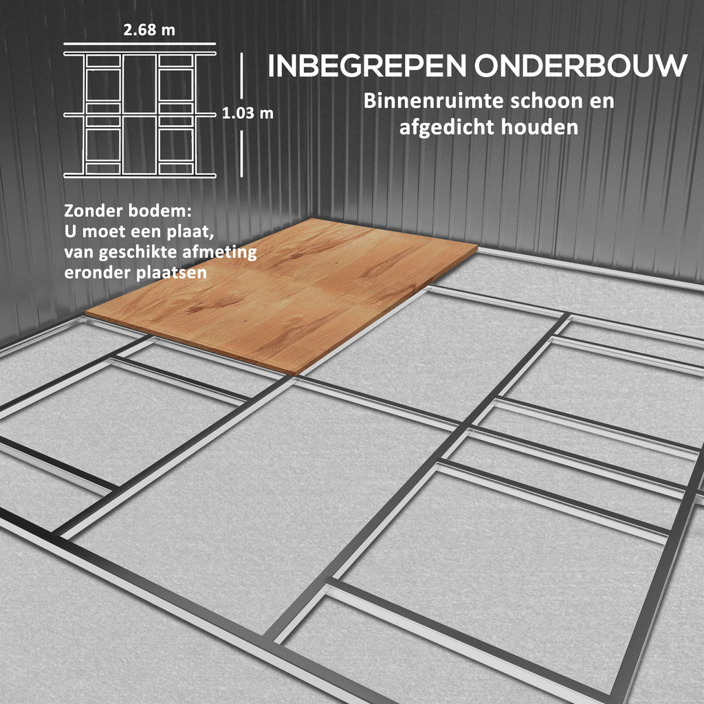 Outsunny Gereedschapsschuur met fundering 24,5 m³ gereedschapsschuur tuinhuisje stalen schuifdeur
