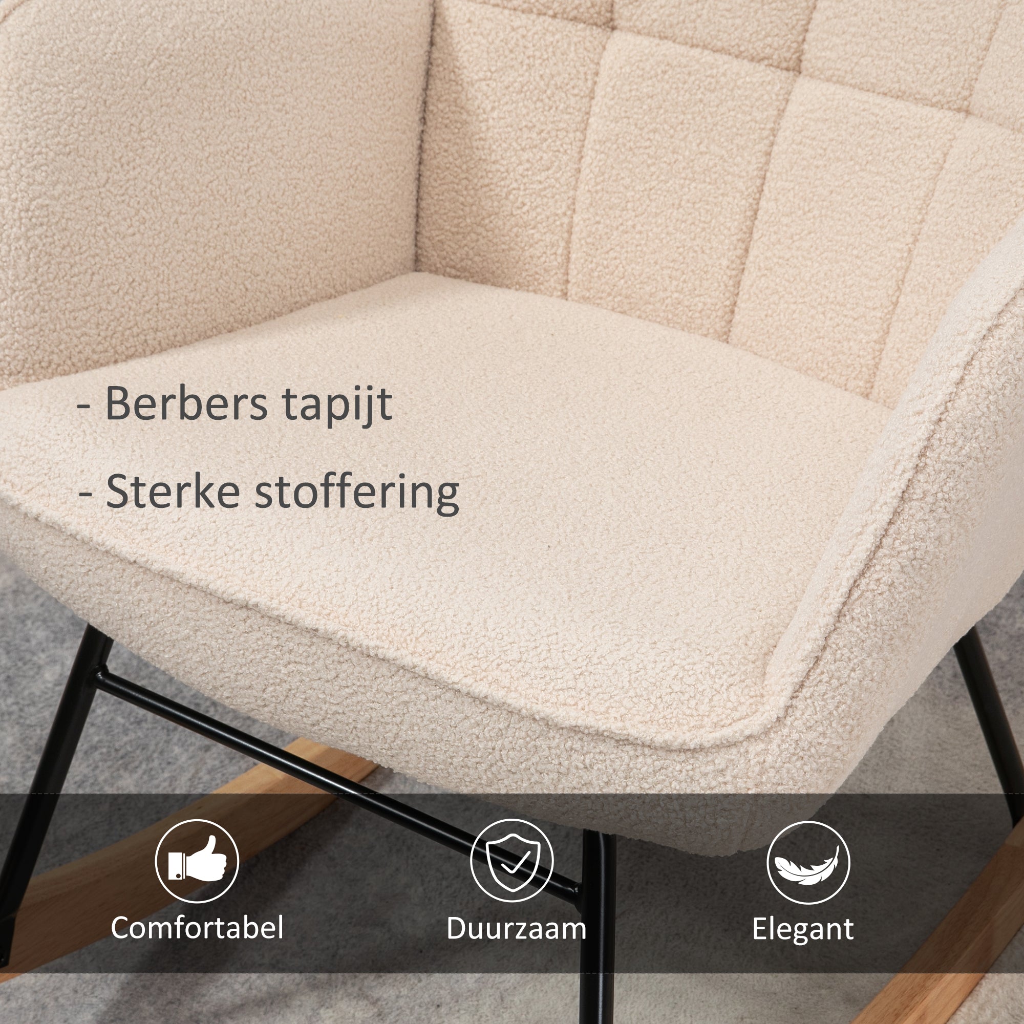 HOMCOM schommelstoel accentstoel tot 120 kg, polyester, beige