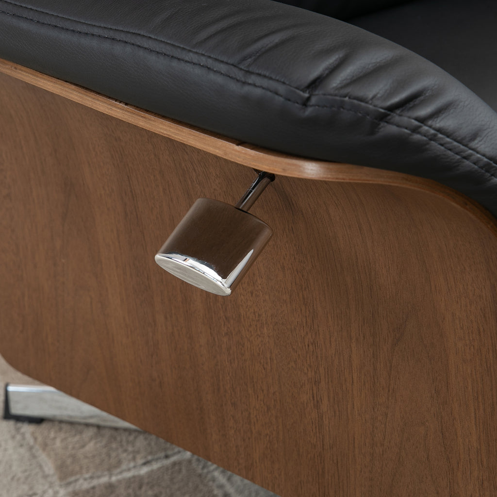 HOMCOM Fauteuil met voetenbank, 360° draaibaar, ligfunctie, leesstoel, zwart, 80 x 84 x 108 cm