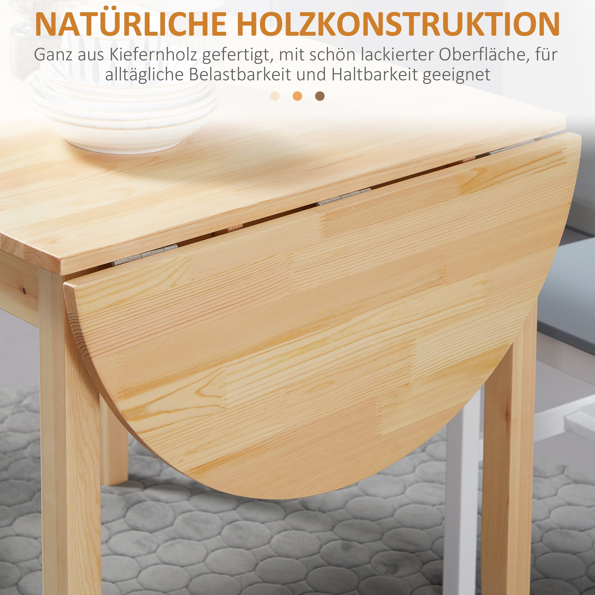 HOMCOM Opklapbare Houten Eettafel Keukentafel voor 6 Personen met Drop-Leaf-Design 140 x 70 x 75 cm Natuurhout