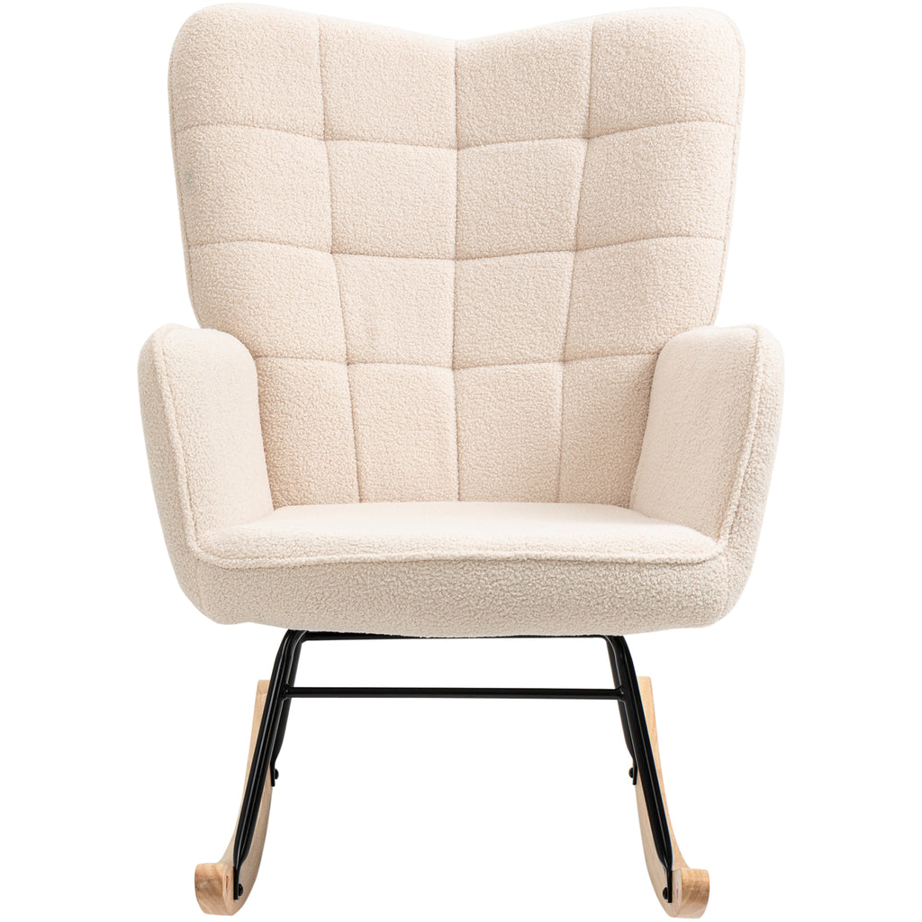 HOMCOM schommelstoel accentstoel tot 120 kg, polyester, beige