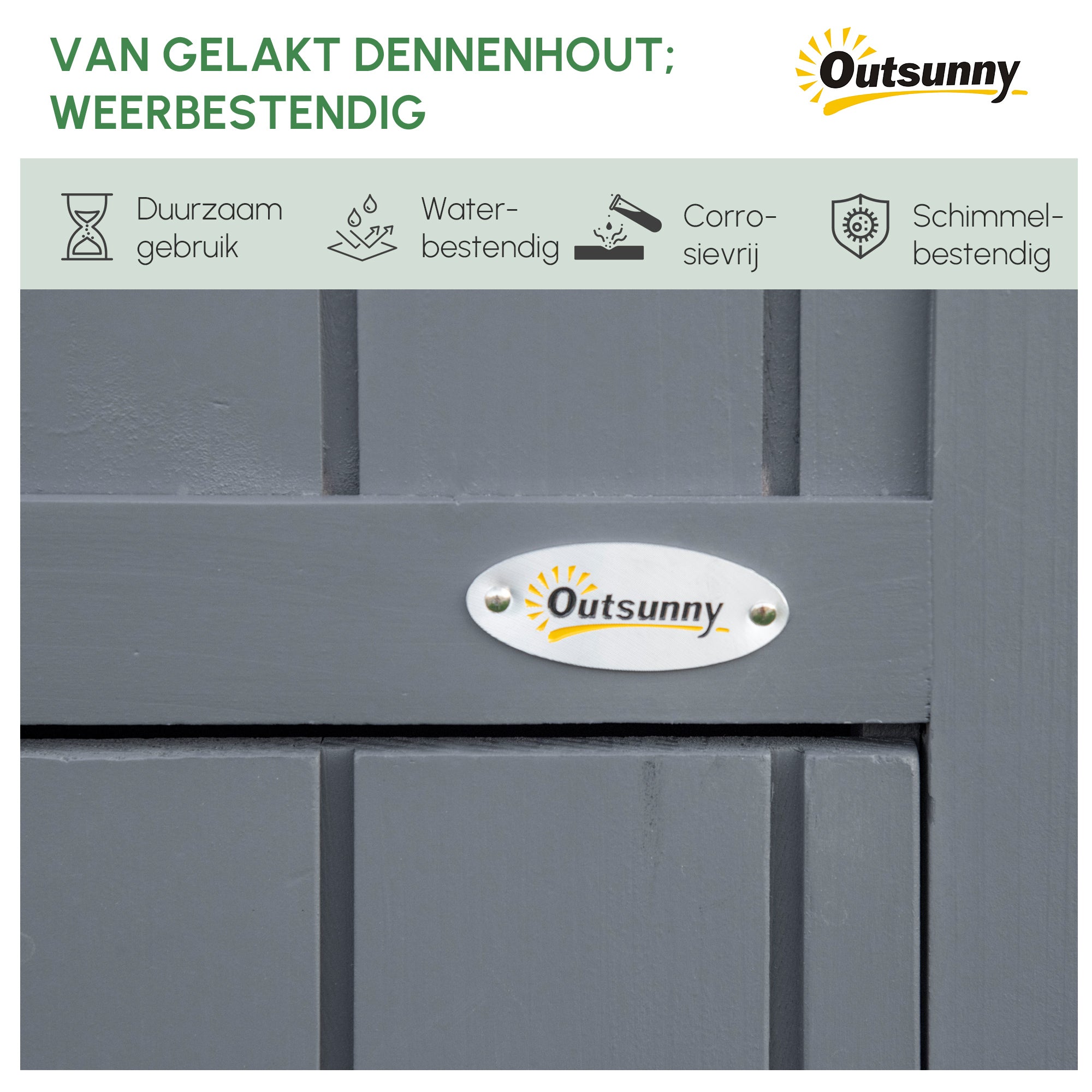 Outsunny tuinhuis gereedschapshuis gereedschapsschuur met opslagruimte voor brandhout gereedschapsschuur met 3 planken, grijs,130 x 54,5 x 180 cm