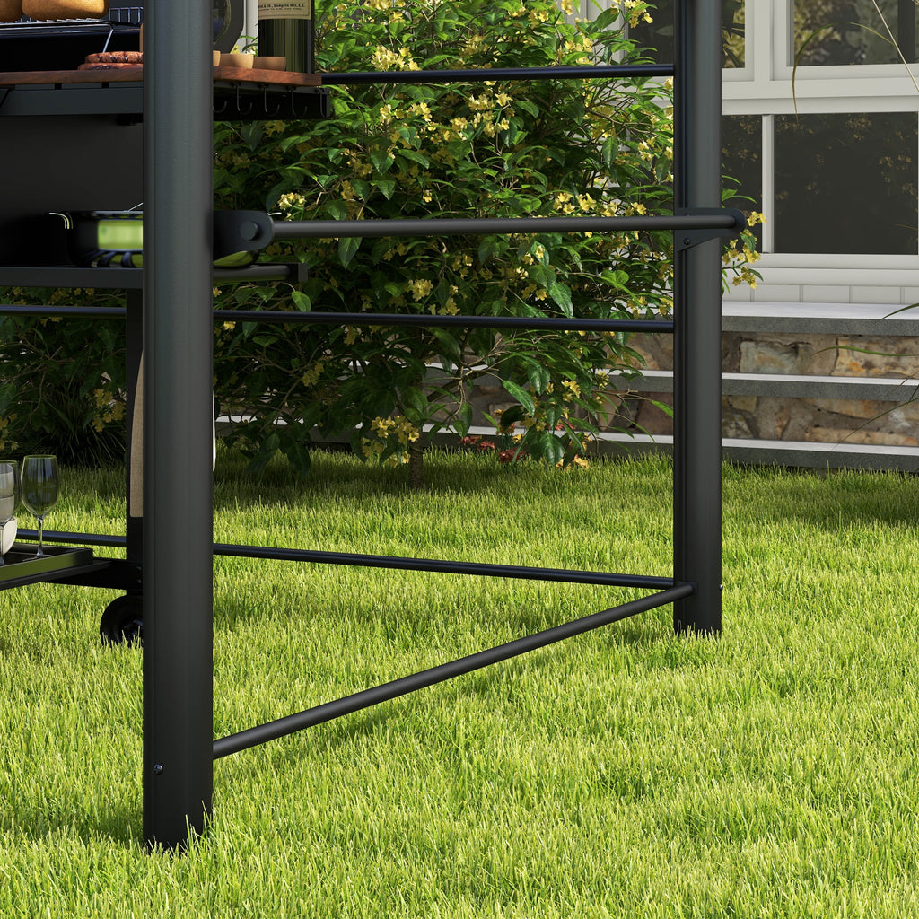 Outsunny Grillpaviljoen Grilldak Grillprieel, weerbestendig, 240 cm x 150 cm x 230 cm, Geelbruin + Donkergrijs