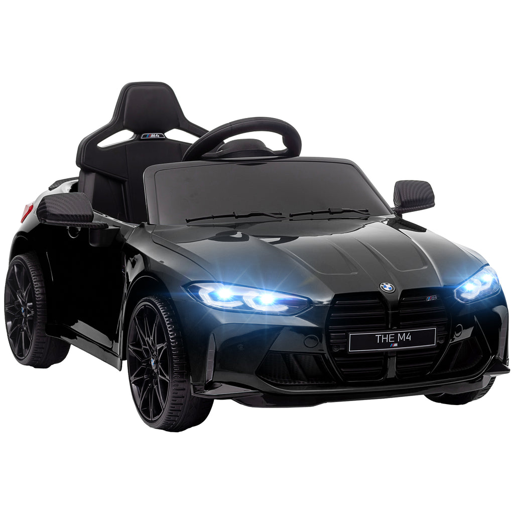 AIYAPLAY Elektrische Kinderauto BMW M4 met Geluid & Licht, 3-5 km/u, Incl. Afstandsbediening, voor 3-5 Jaar, Zwart
