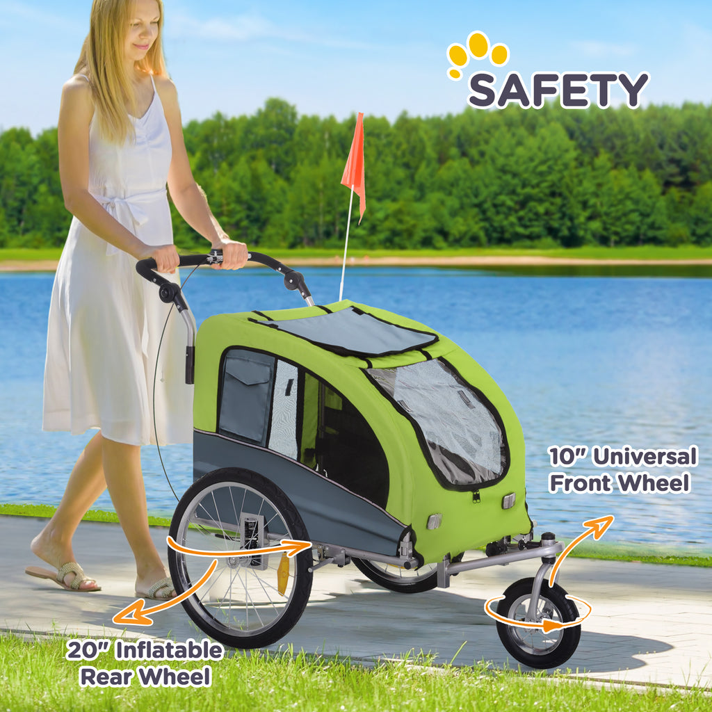 PawHut 2 in 1 hondenaanhanger fietskar jogger vlag regenhoes voor honden 4 kleuren