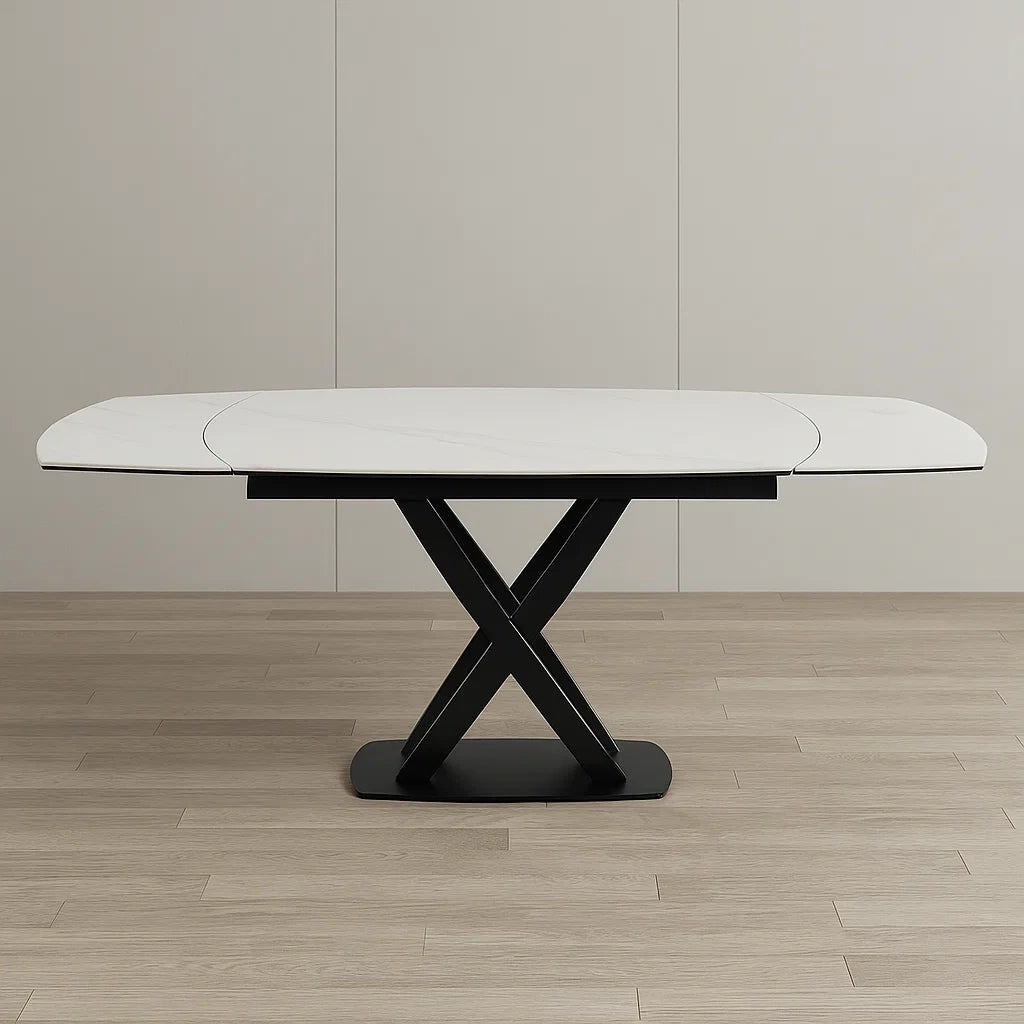 Udtrkkeligt spisebord i sort og hvid keramik og hrdet glas 2009076 cm - 5VGAHcpE9Kzl