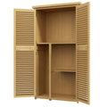 Outsunny Weerbestendige Tuinkast, 2 Deuren met Slot, Grenenhout, 87L x 46,5B x 160H cm, Lichtgeel