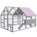 PawHut Kippenren Kippenhok Kippenhuis, toegankelijk, weerbestendig, 280 x 185,5 x 188 cm, Grijs