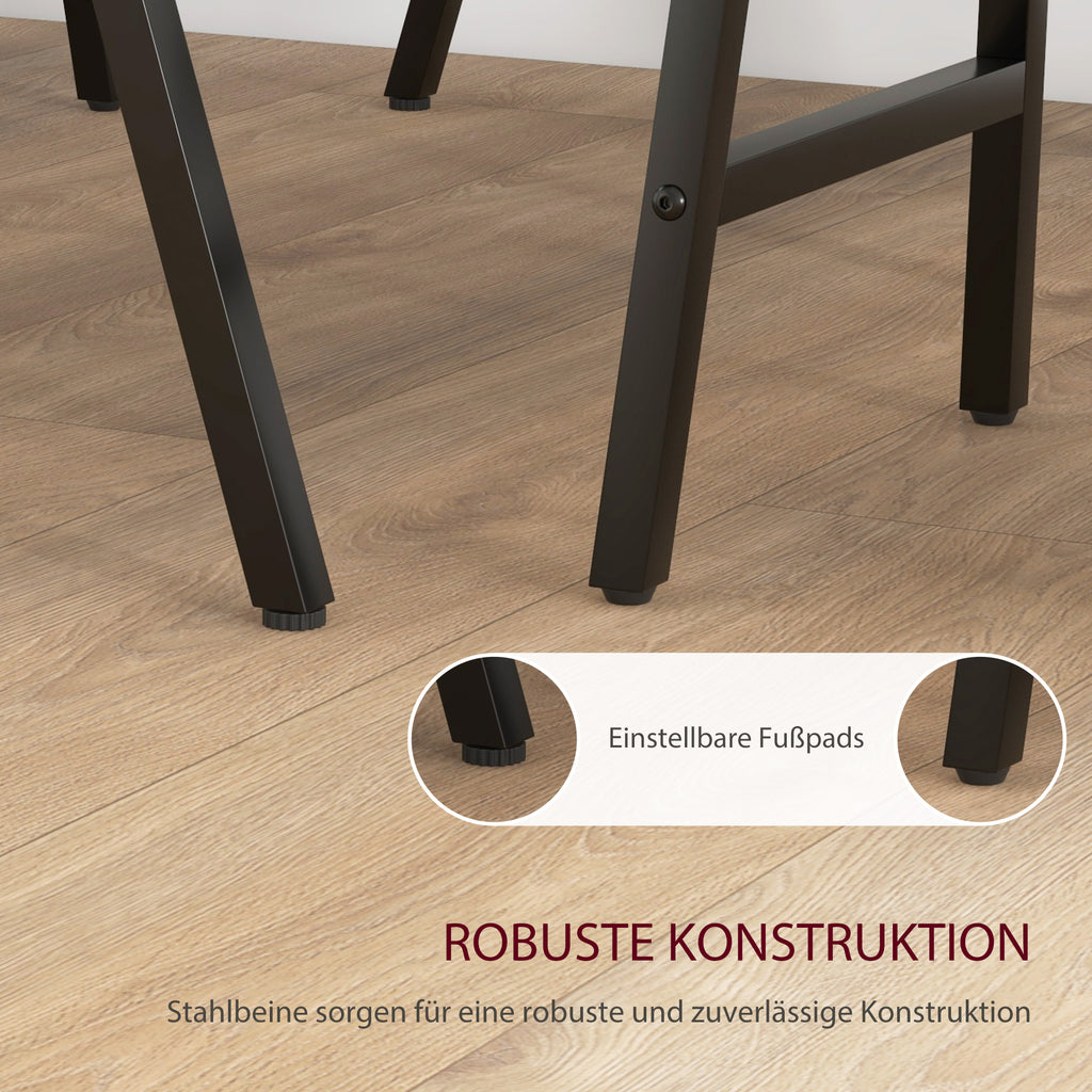 HOMCOM 5-delige Bargarnituur, Tafel en 4 Stoelen, Knoopafwerking, Dikke Bekleding, Linnenlook, Donkergrijs
