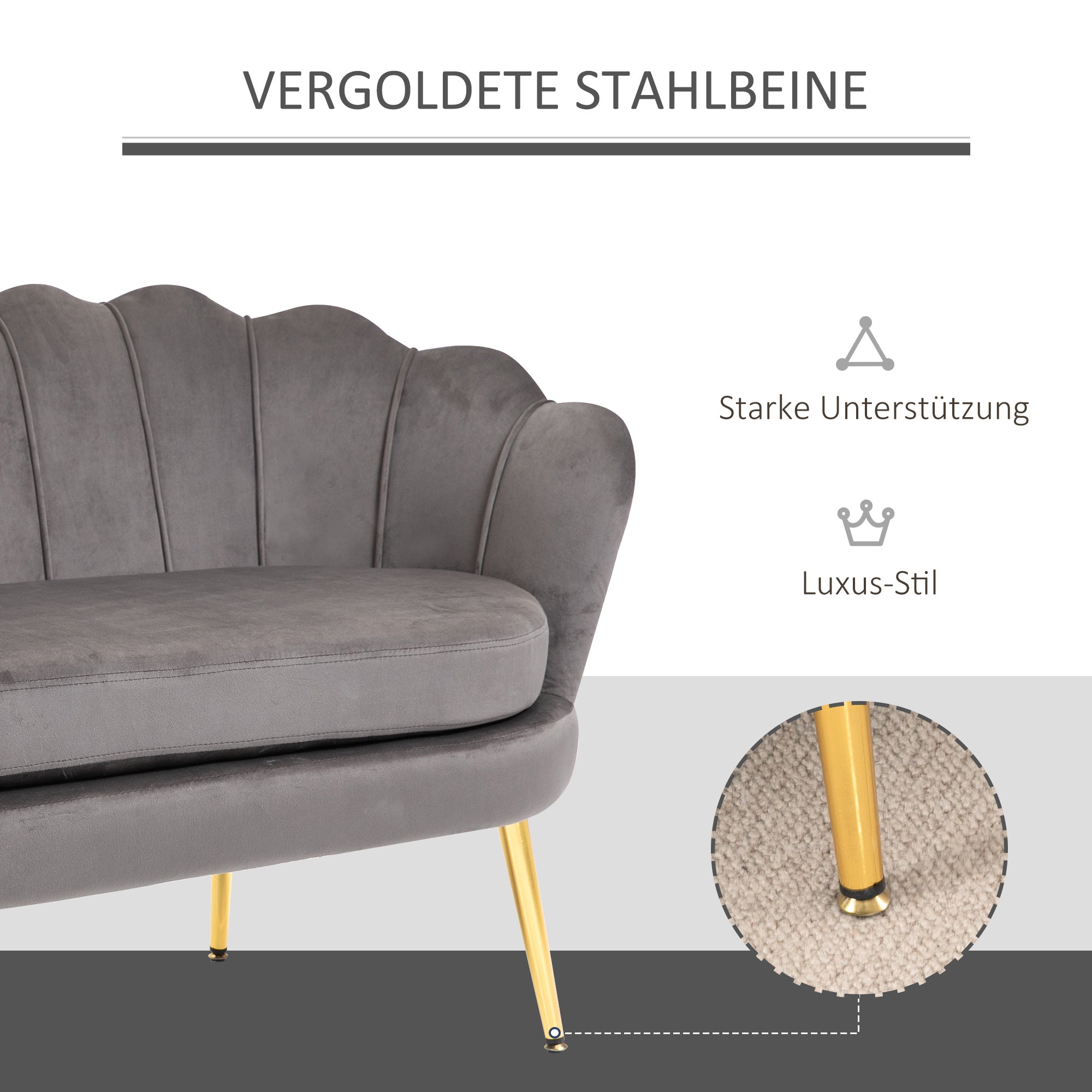 HOMCOM 2-zitsbank bank sofa fluweel velvet touch velours look