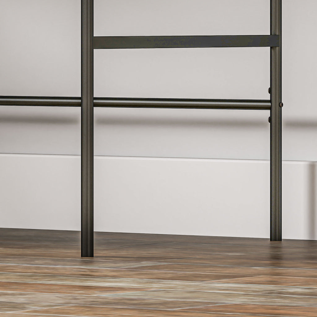 HOMCOM Bureau, Retrostijl, Lamellendecor, Opbergvakken, Stalen Poten, 120 x 60 x 76,5 cm, Eik/Zwart