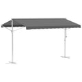 Outsunny Staande luifel met knikarm tuinluifel luifel zwengel grijs 3,95 x 2,94 m