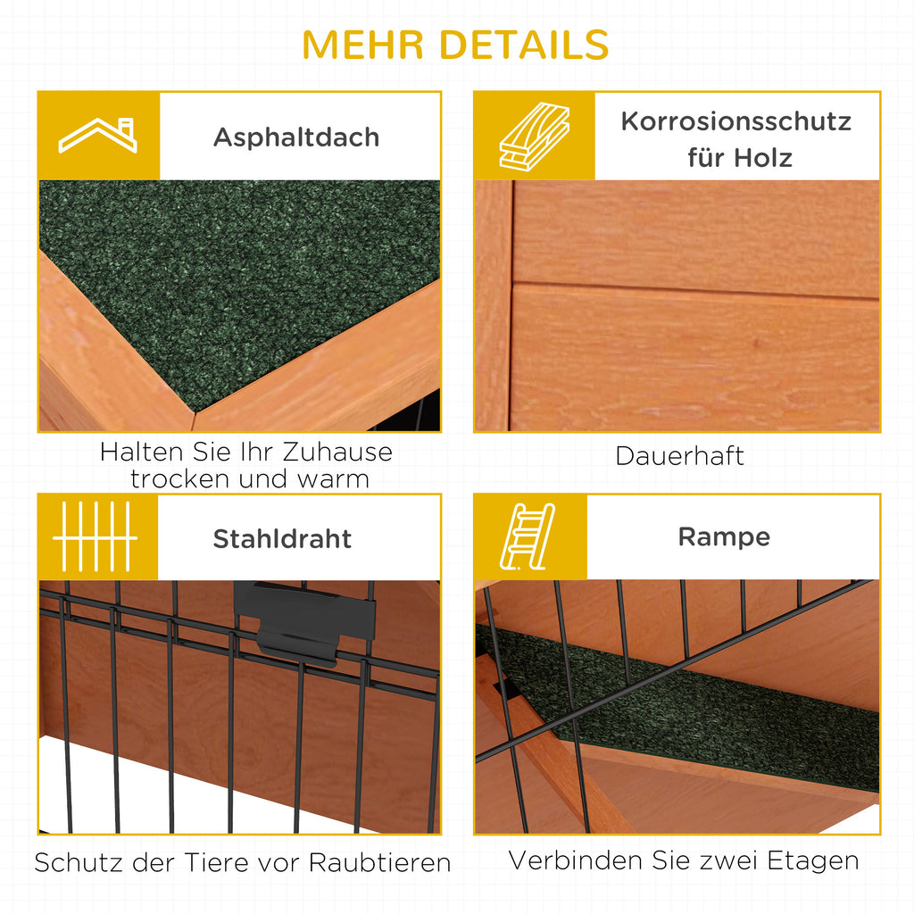 PawHut Kleindierstal Kleindierhuis Knaagdierhuis, weerbestendig, 2 Bakken, 123 x 63 x 112 cm, Oranje