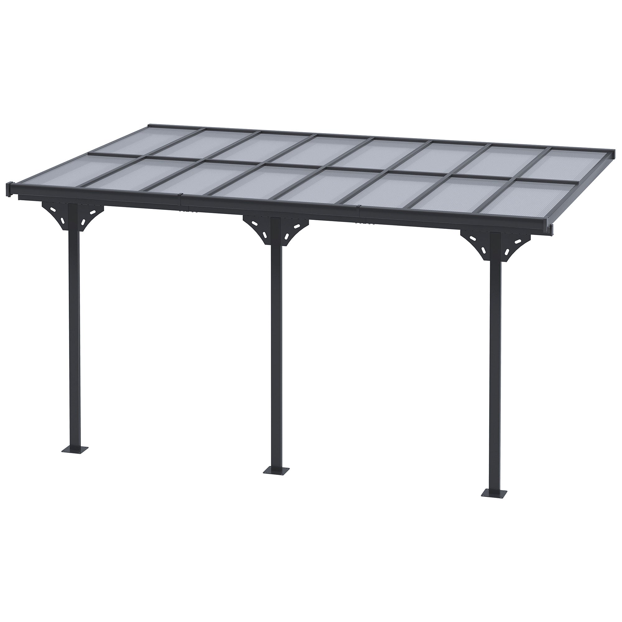 Outsunny terrasoverkapping in hoogte verstelbaar aluminium grijs 4 x 3 m